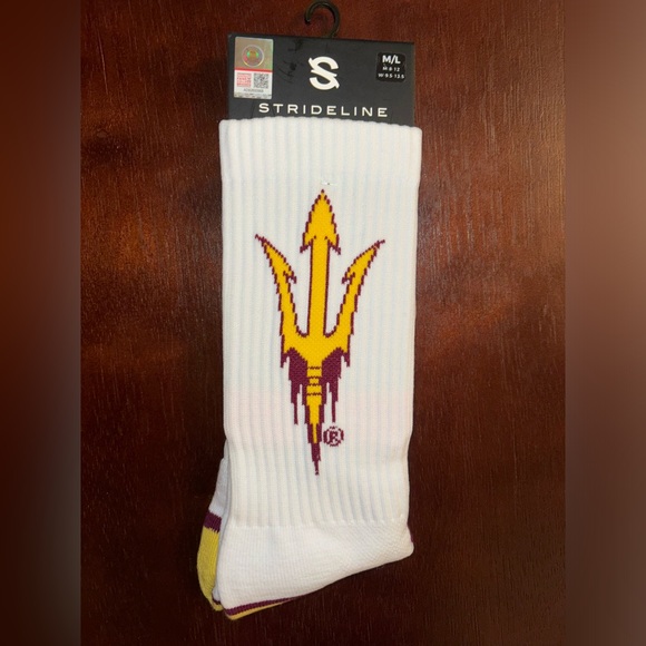 ARIZONA STATE UNIVERSITY STRIDELINE CREW SOCKS NWT MEN’S SHOE SIZE 8-12 - Picture 1 of 2